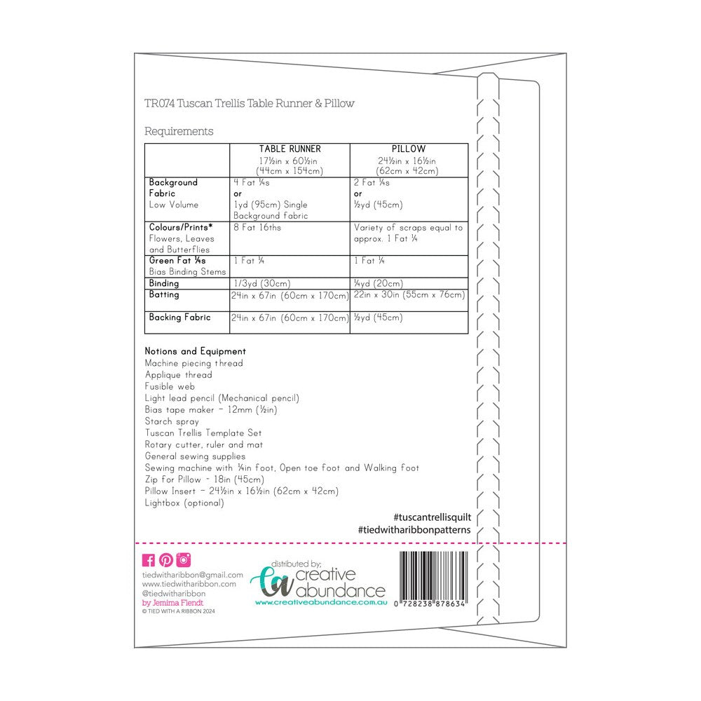 Tied with a Ribbon Tuscan Trellis Cushion and Tablerunner pattern