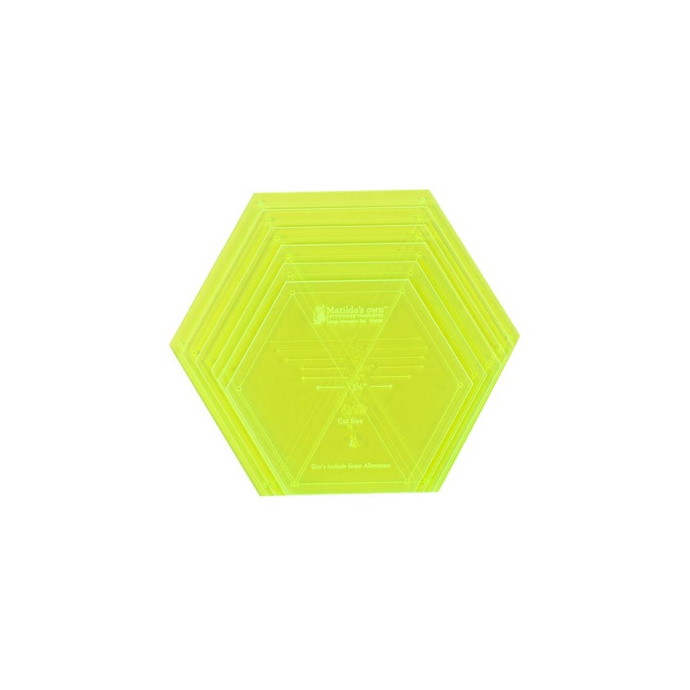 Matilda's Own: Hexagon Set 60 Degrees LARGE Acrylic Templates 5.5 - 8 Inches
