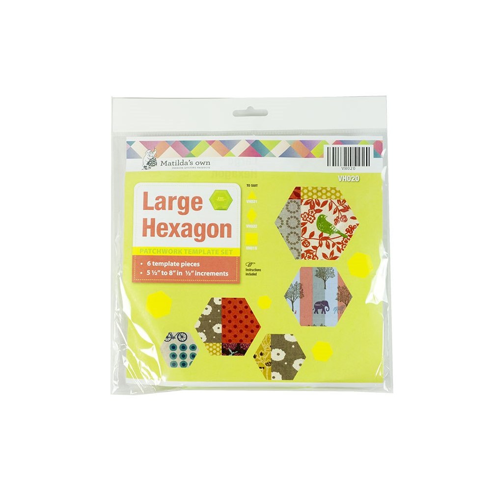 Matilda's Own: Hexagon Set 60 Degrees LARGE Acrylic Templates 5.5 - 8 Inches