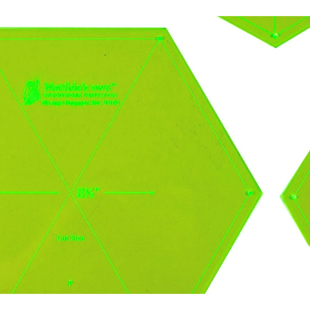 Matilda's Own: Hexagon Set 60 Degrees EXTRA LARGE Acrylic Templates 8.5 - 10.5 Inches