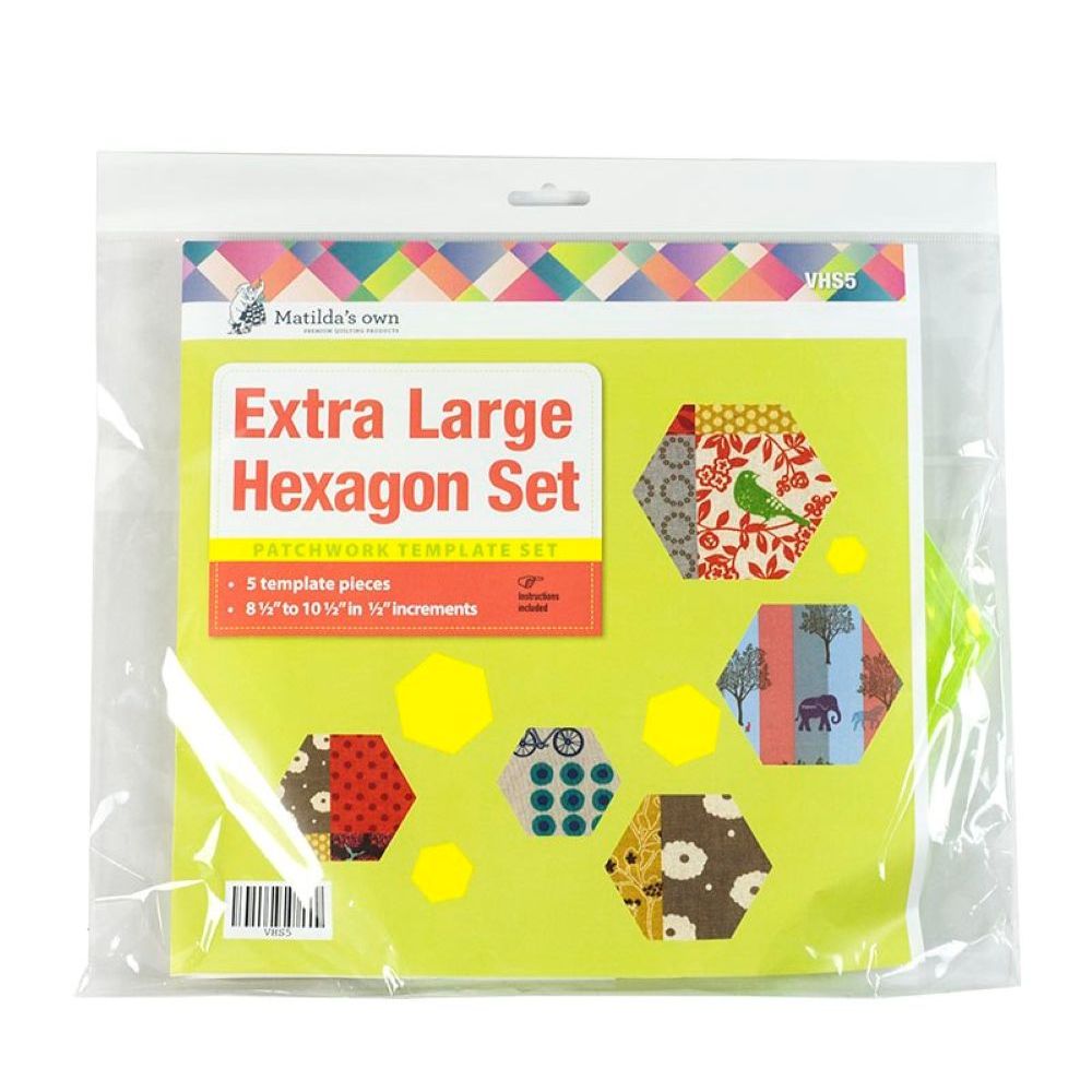 Matilda's Own: Hexagon Set 60 Degrees EXTRA LARGE Acrylic Templates 8.5 - 10.5 Inches