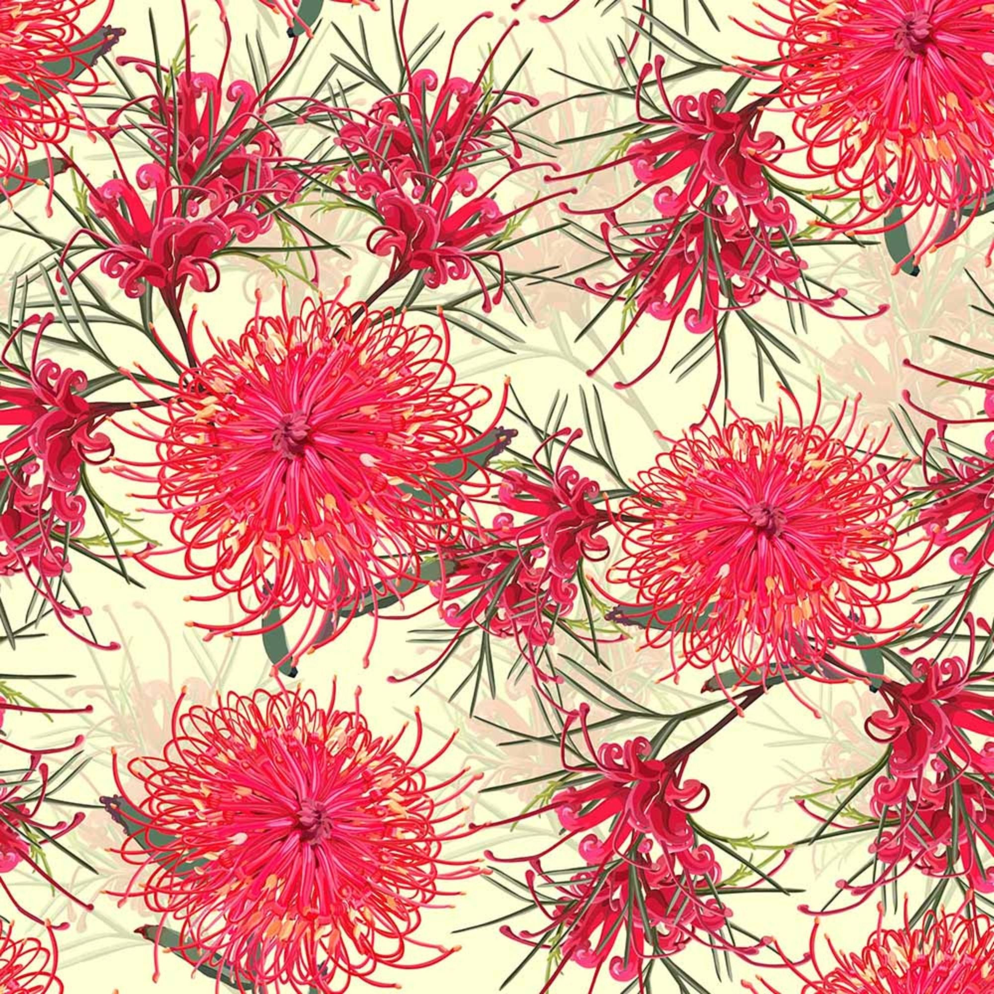 Wildflower Whispers Australian Florals Grevilleas in Red 4123C