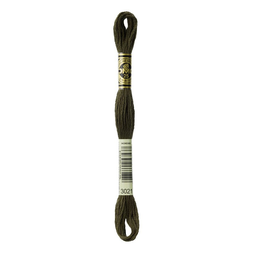 DMC 3021 Six Stranded Embroidery Floss Very Dark Brown Gray