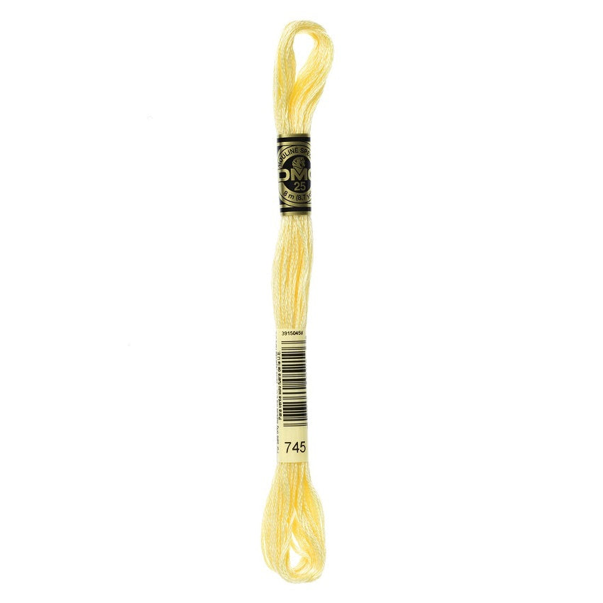 DMC 745 Six Stranded Embroidery Floss Light Pale Yellow