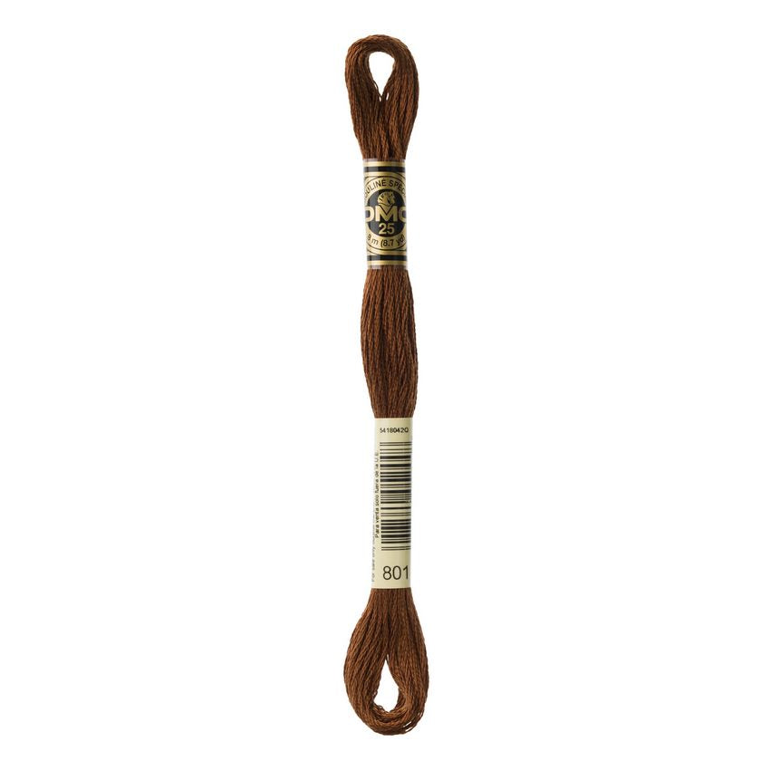 DMC 801 Six Stranded Embroidery Floss Dark Coffee Brown