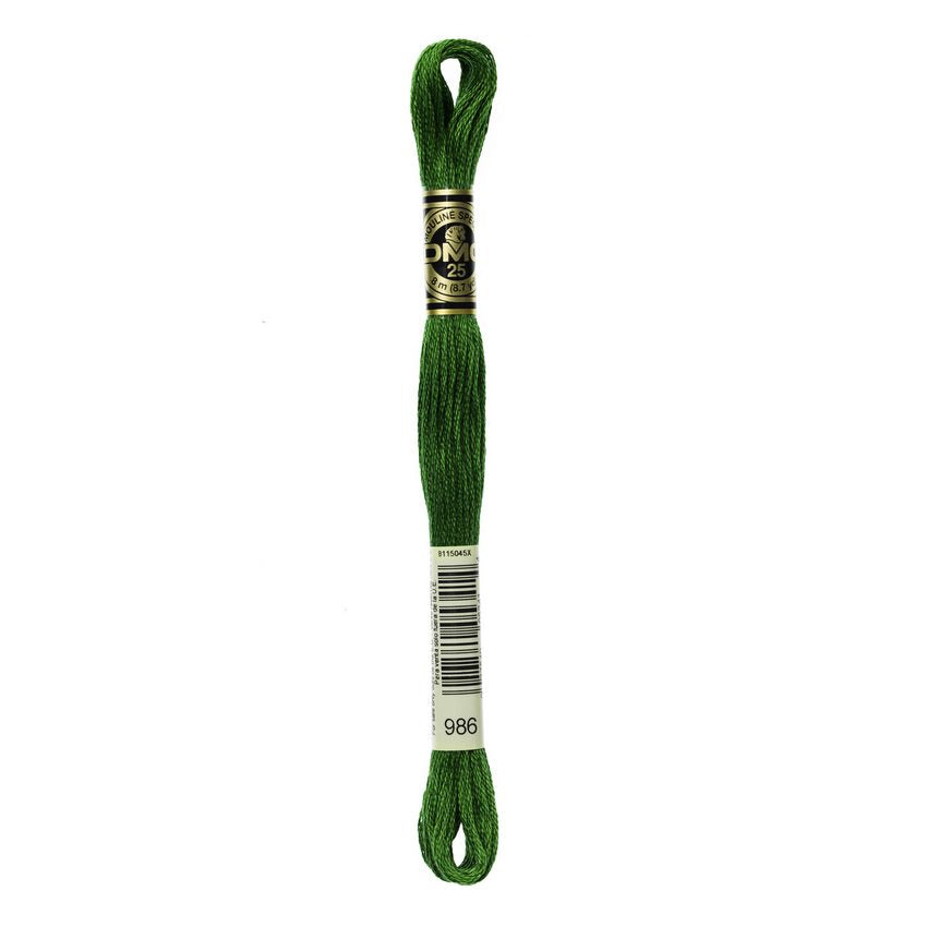 DMC 986 Six Stranded Embroidery Floss Very Dark Forest Green