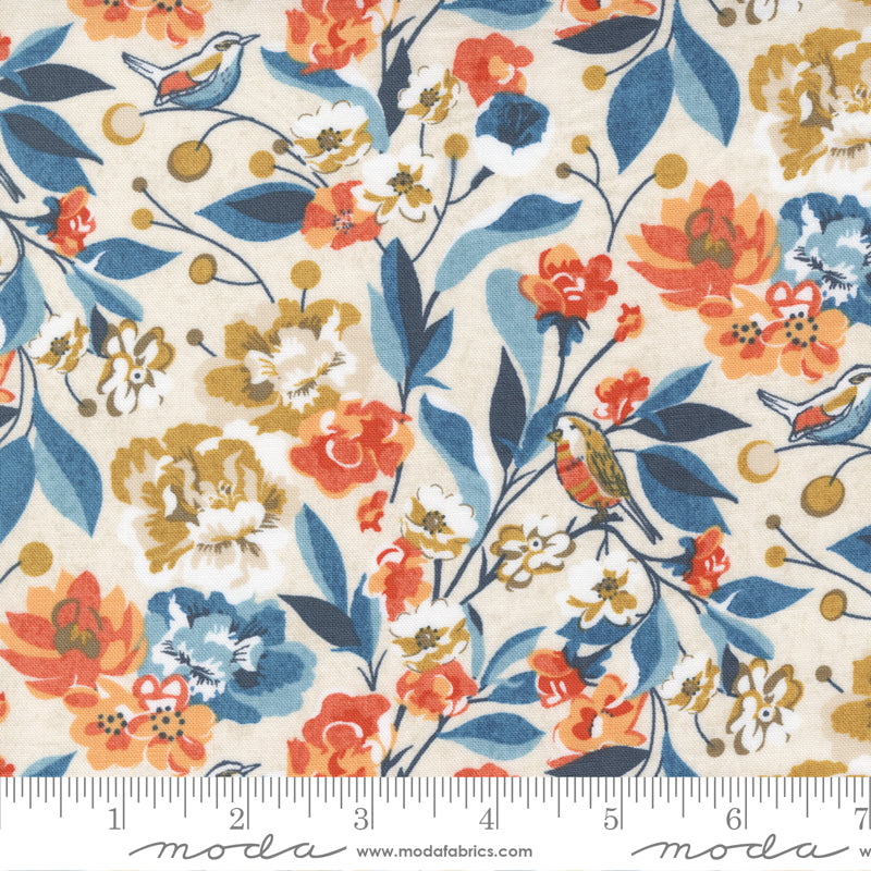 BasicGrey Nutmeg Birdies and Blossoms Meringue Moda Fabrics 3070