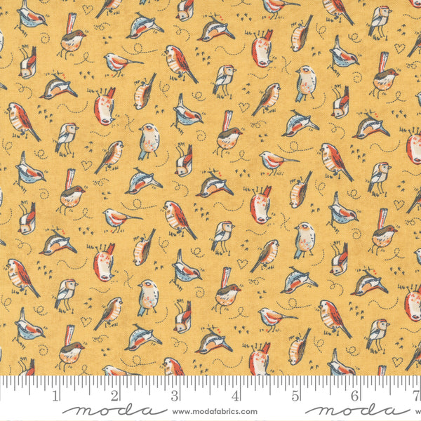 BasicGrey - Nutmeg - Migrate Birds Custard - Moda Fabrics 30705 15