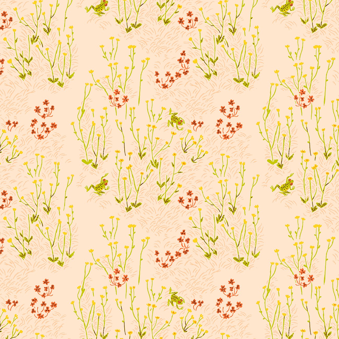 Heather Ross: West Hill Revisited Pink Tall Buttercup 52877-1