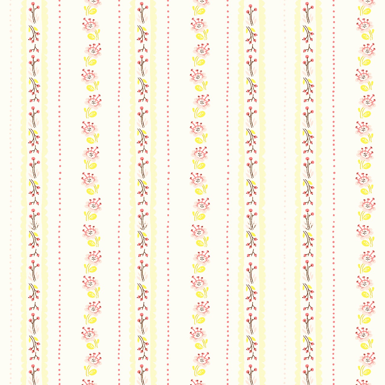 Heather Ross West Hill Ivory Floral Stripe 52880-17