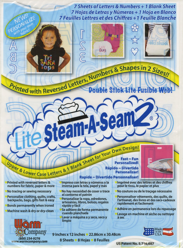 Lite Steam-A-Seam 2 9in X 12in 8ct Letters, Numbers and Shapes