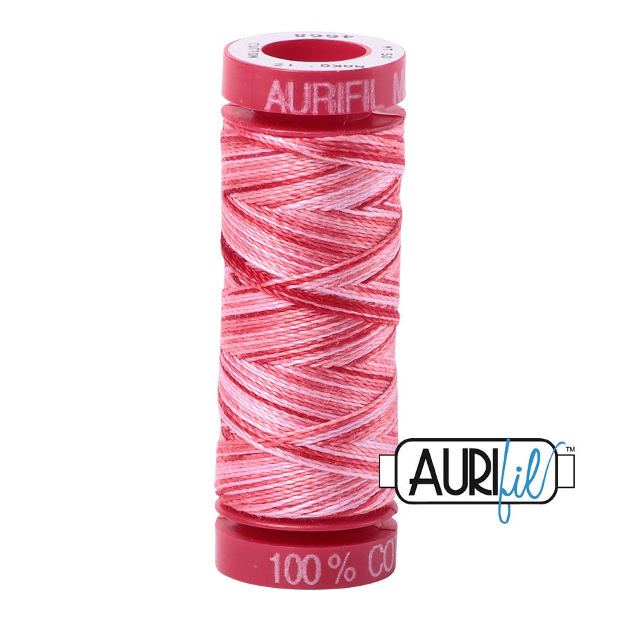 Aurifil Cotton Mako 4668 Strawberry Parfait Pink Variegated Thread Ne 12 50m