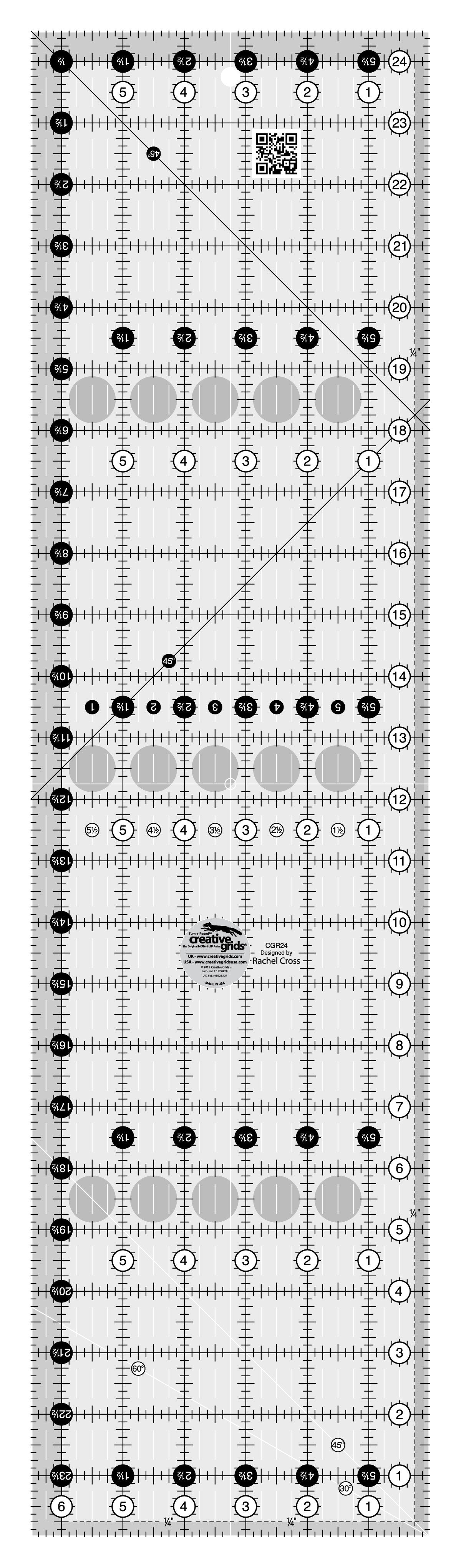 Creative Grids 6.5 x 24.5 Inch Rectangular Quilt Ruler
