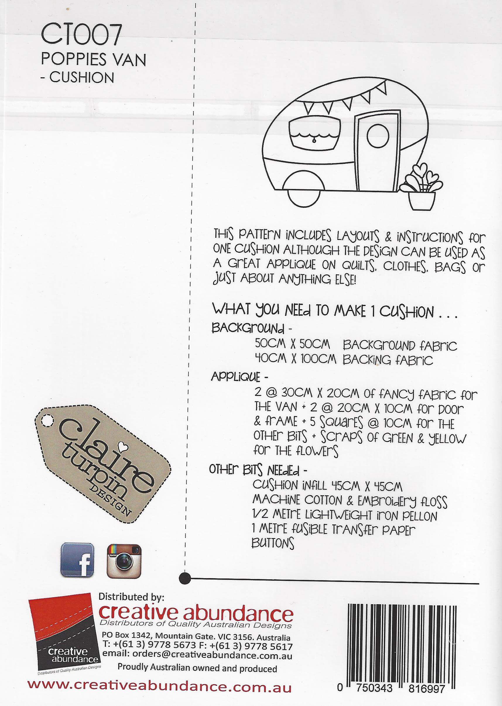 Poppies Van Materials List
