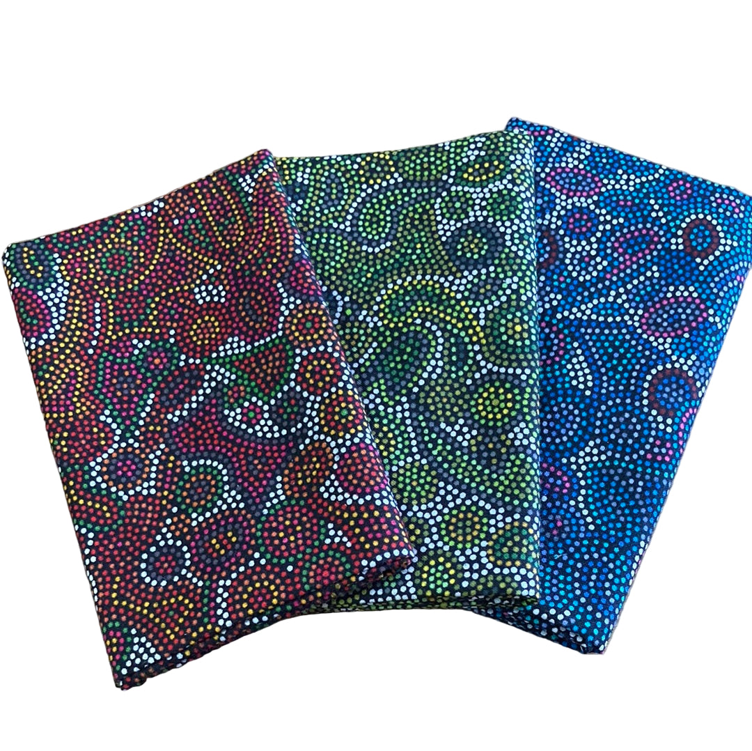 Fat Quarter Bundle: Aboriginal Design Seashell Dreaming by Gregory Mathews 3 pc