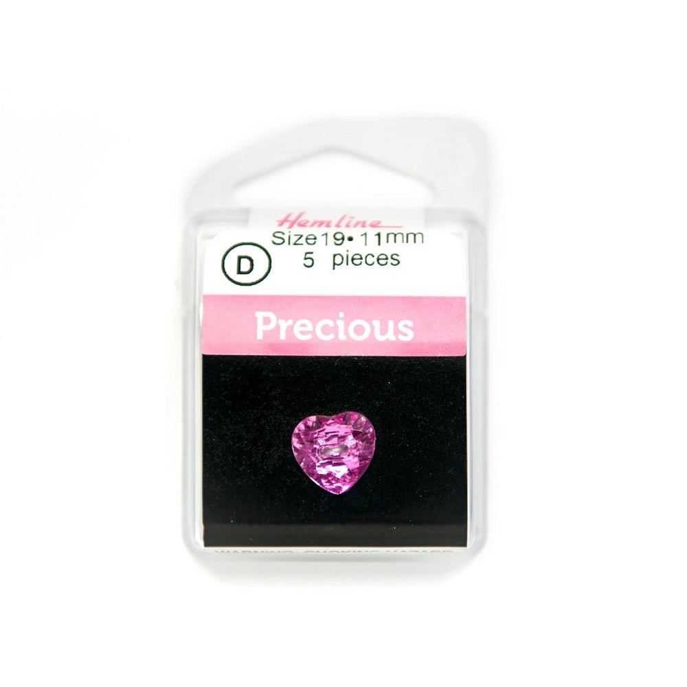 HEMLINE BUTTONS Precious Heart, Pink 11 mm