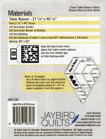 JBQ126 Tasty Table Runner Materials List