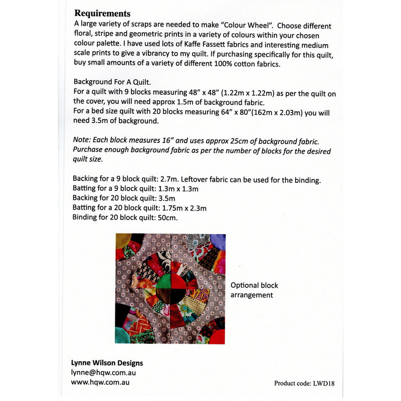 Lynne Wilson Designs - Colour Wheel Quilt Pattern