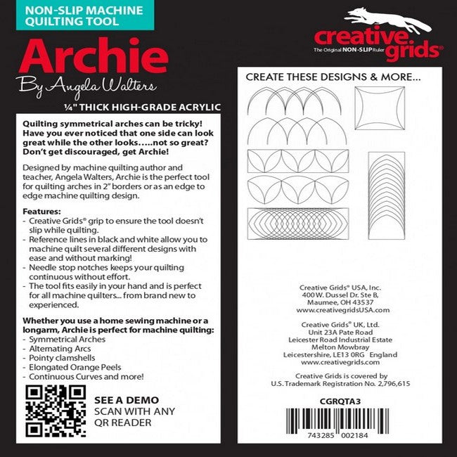 Creative Grids: Angela Walters Machine Quilting Tool - Archie