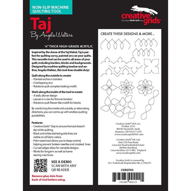 Creative Grids: Angela Walters Machine Quilting Tool - Taj