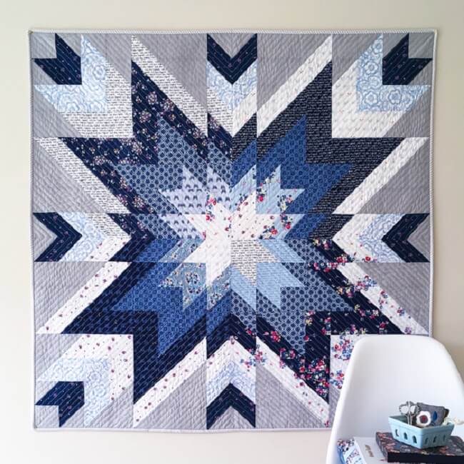 Down Grapevine Lane Pattern: Indigo Star Quilt