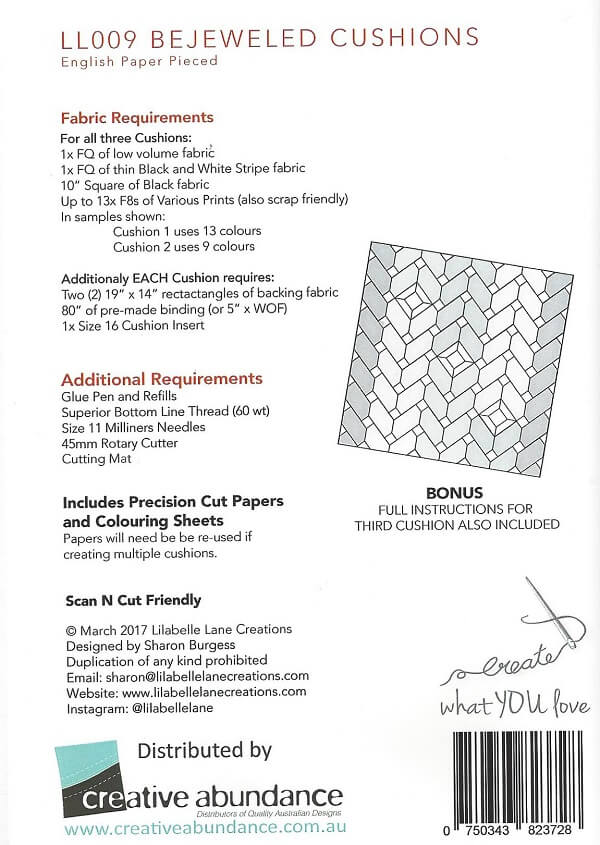 Lilabelle Lane Creations - Bejeweled Cushion Pattern Materials List