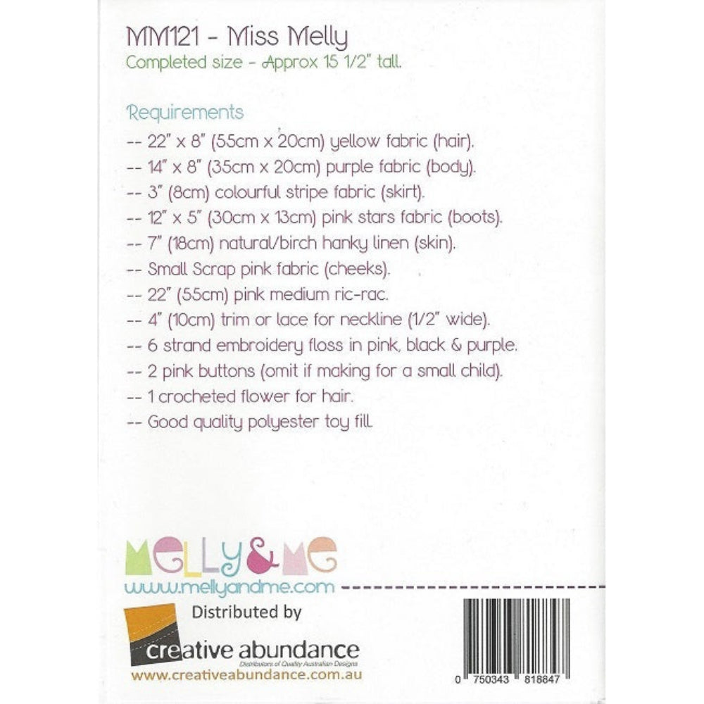 Melly & Me Pattern: Miss Melly Doll
