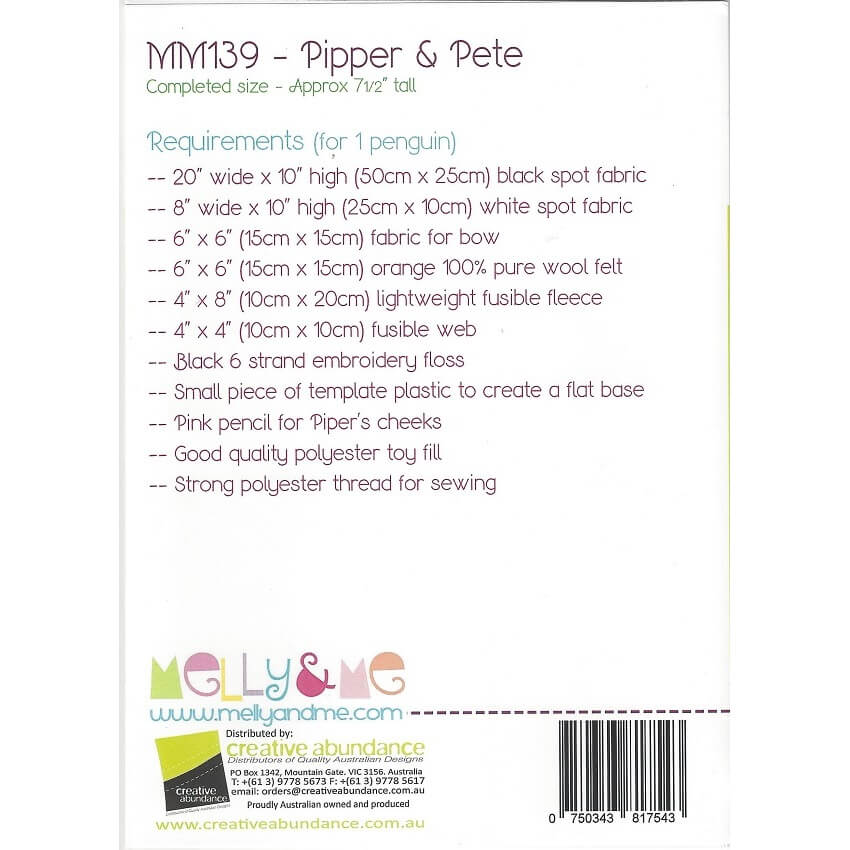 Piper and Pete Materials List