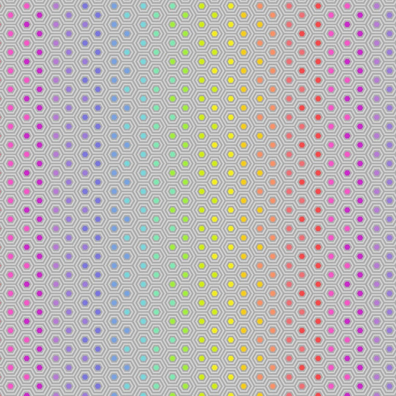 Tula Pink - True Colors - Hexie Rainbow in Dove Gray
