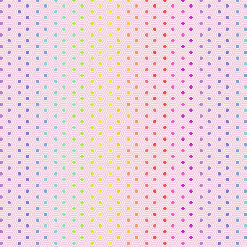 Tula Pink - True Colors - Hexie Rainbow in Shell Pink