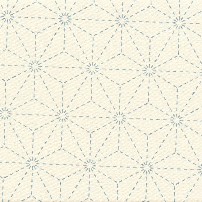 Sashiko Asanoha Stencilled Fabric in Ecru