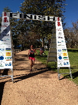 Sharlene finishing Mudgee Marathon