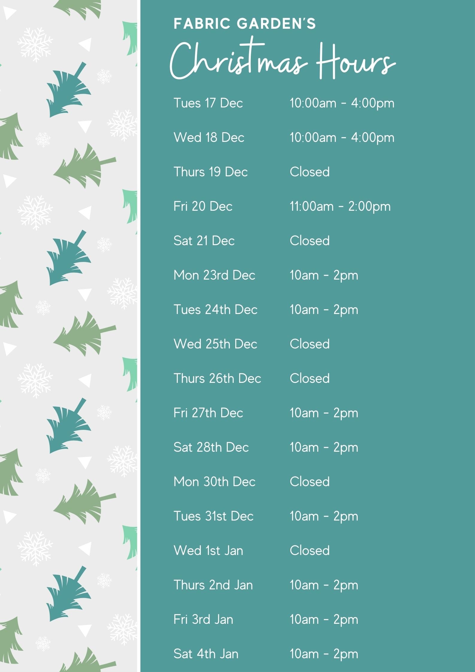 2024 Christmas Trading Hours