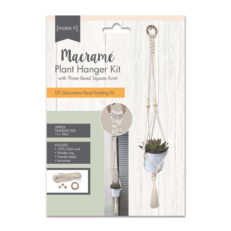 Macrame Plant Hanger Kit with Three Bead SQ Knot