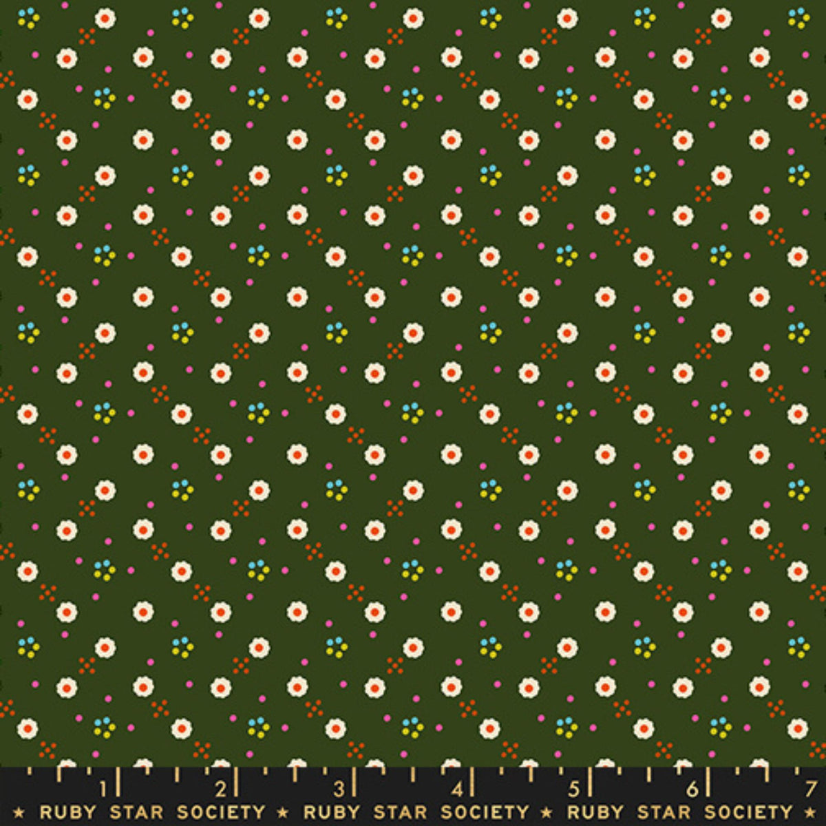 1 800 Calico Bandana Ditsy Blender Mossy by Alexia Abegg Ruby Star Society RS4170 16 RULER