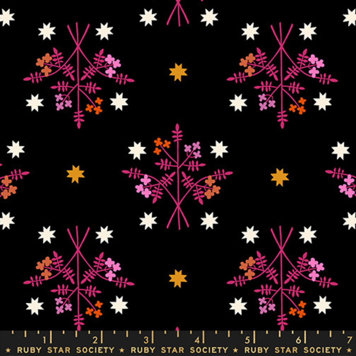 1 800 Calico Bouquet Florals Retro Black by Alexia Abegg Ruby Star Society RS4171 16 RULER