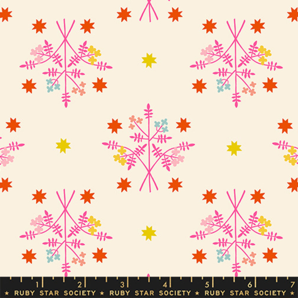 1 800 Calico Bouquet Florals Retro Neon Pink by Alexia Abegg Ruby Star Society RS4171 12 RULER