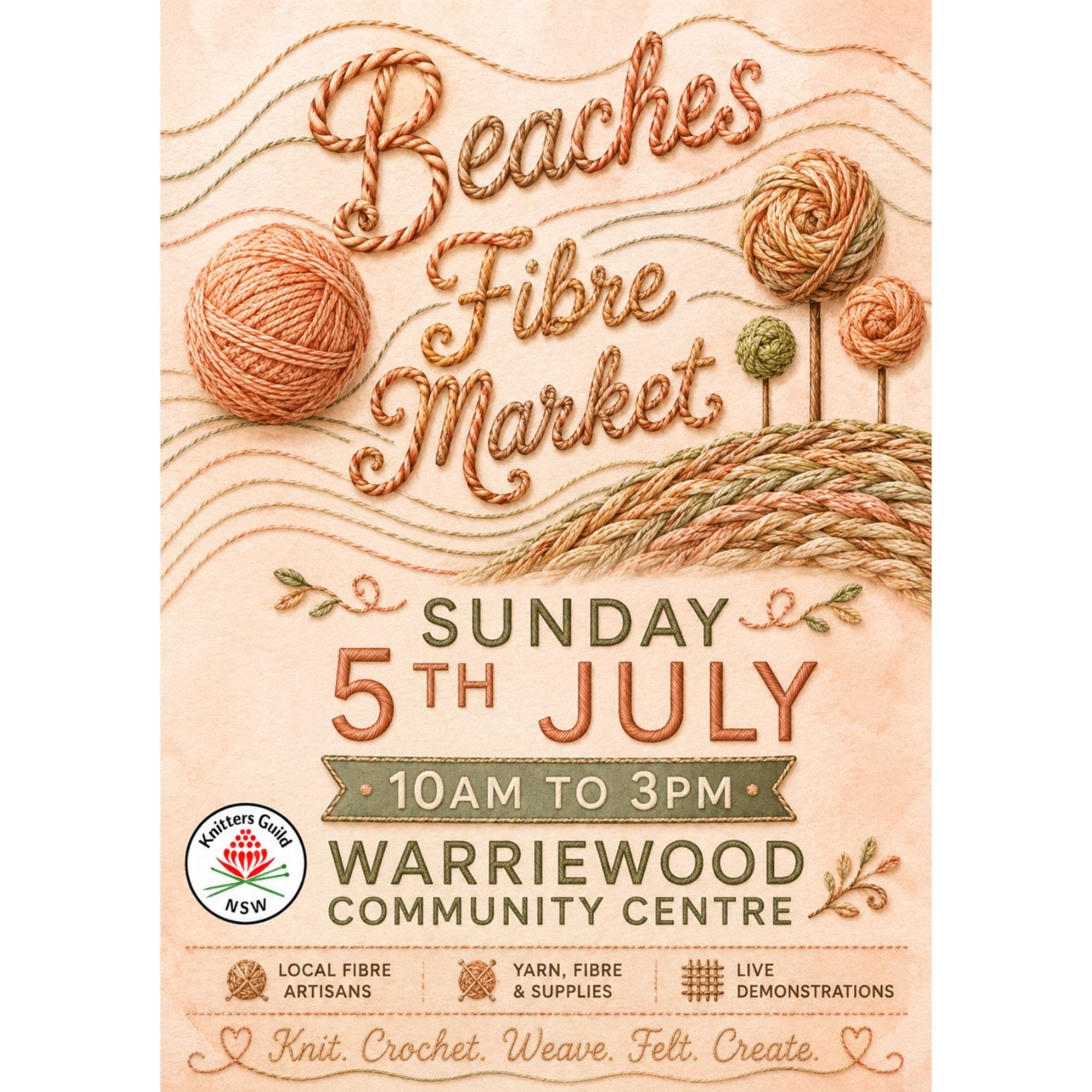 Northern Beaches Fibre Market on the 5th July 2026 at the Warriewood Community Centre
