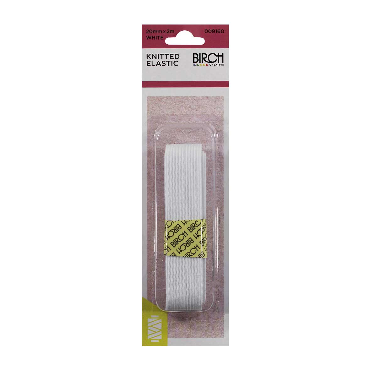 BIRCH Knitted Elastic 20mm x 2m WHITE