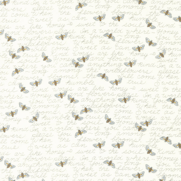 Moda Fabrics: Honey and Lavender Buzzing Bees on Milk by Deb Stain 56084 11