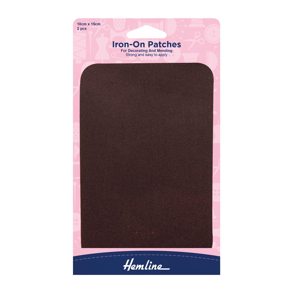 HEMLINE Iron on Patches 2pcs Brown