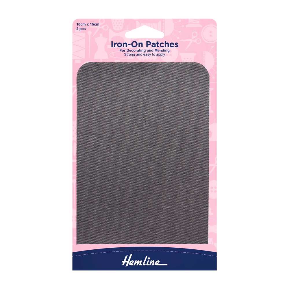 HEMLINE Iron on Patches 2pcs Grey