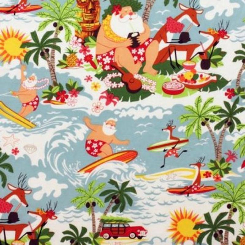 Alexander Henry Fabrics - Surfin Santas 7450A