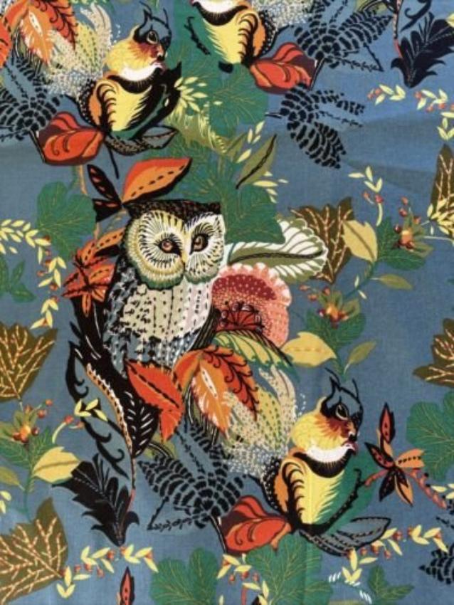 Alexander Henry Fabrics - Harvest Owl in Slate 8821C