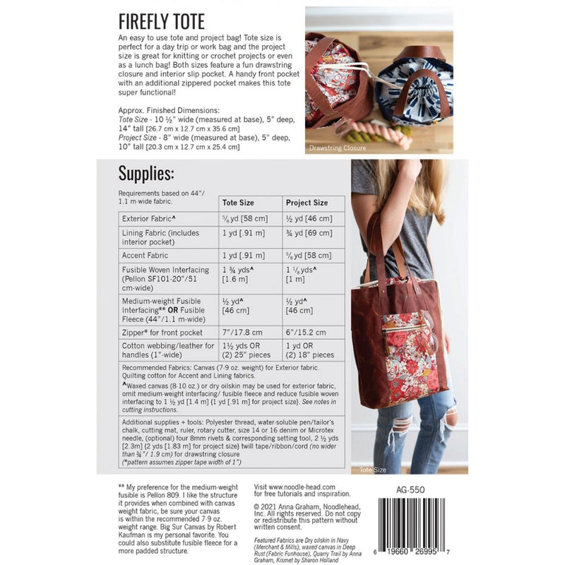 Noodlehead Sewing Pattern: Firefly Tote ML