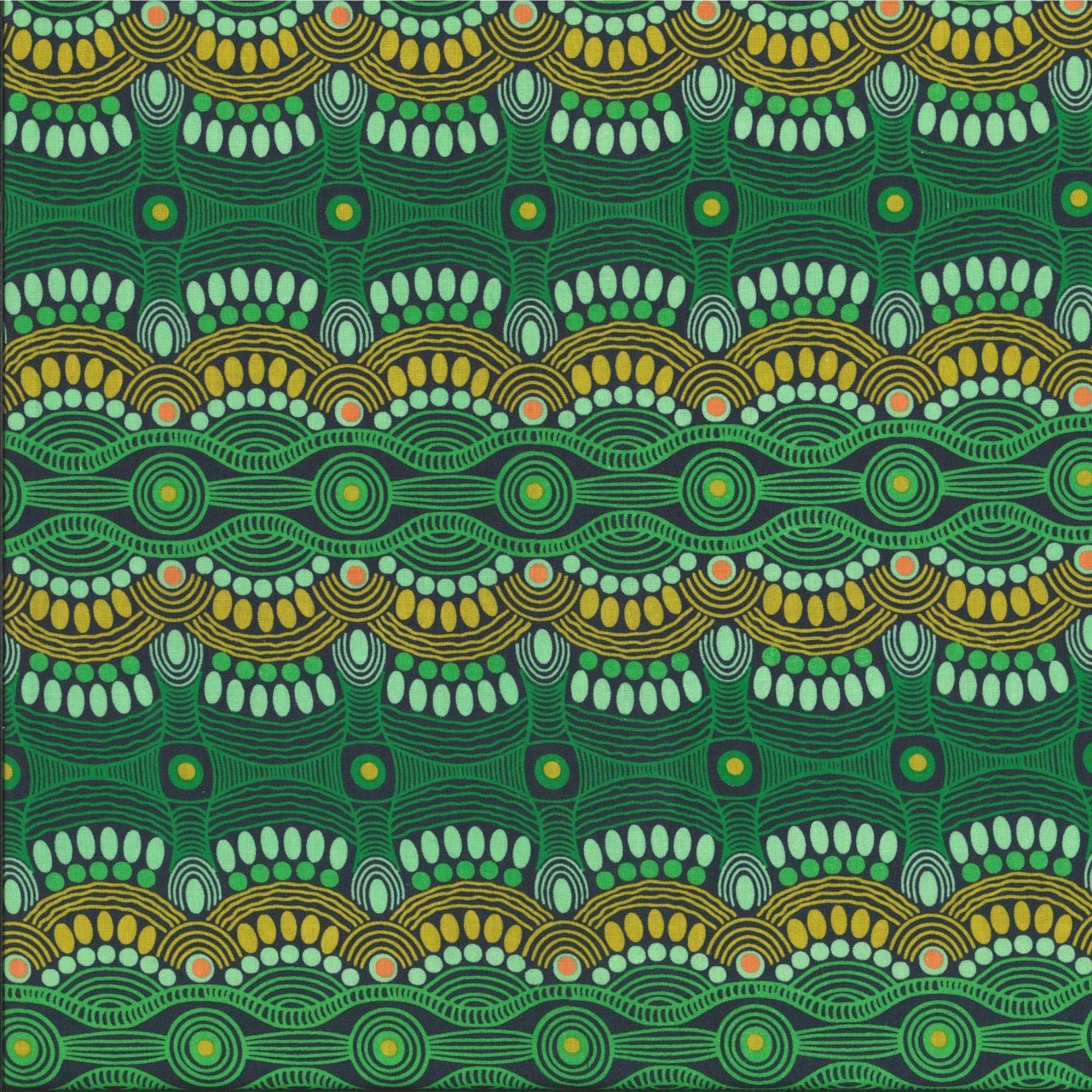 Aboriginal Design: Desert Flora Green by Roseanne Ellis