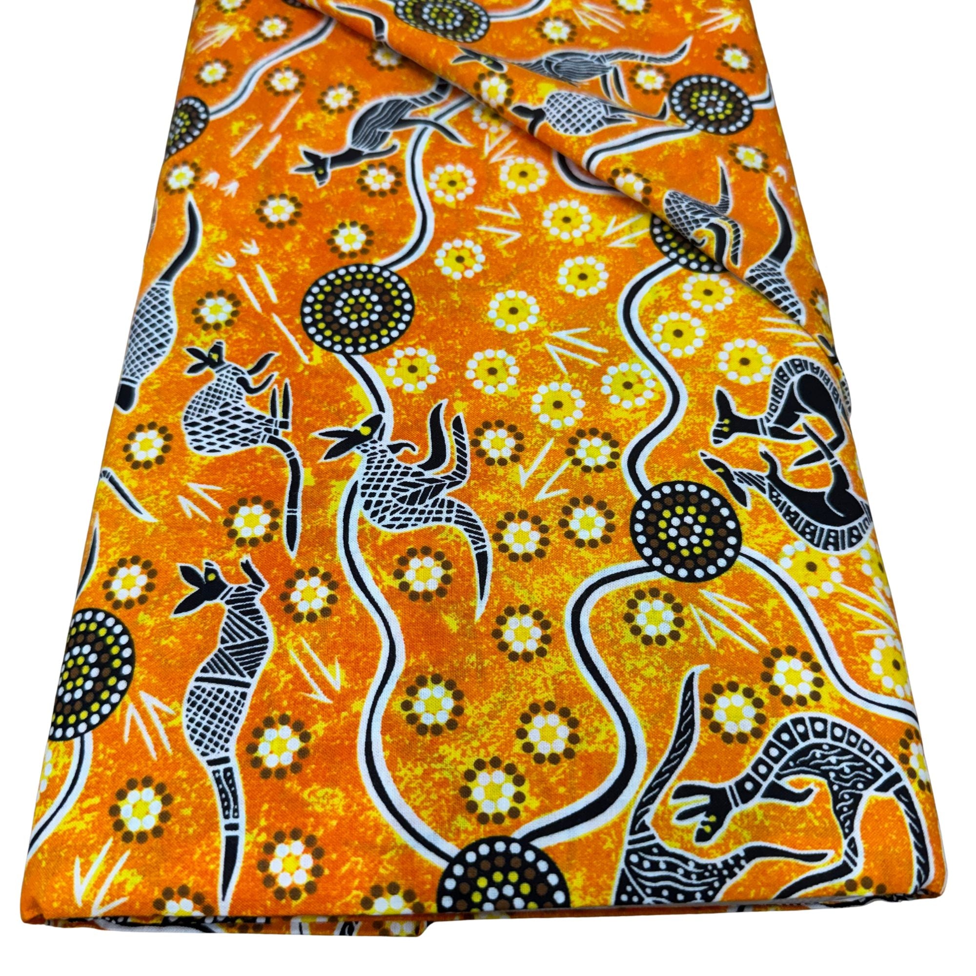 Aboriginal Design: Kangaroo Dreaming 2 in Orange by G.I. Waitairie BOLT
