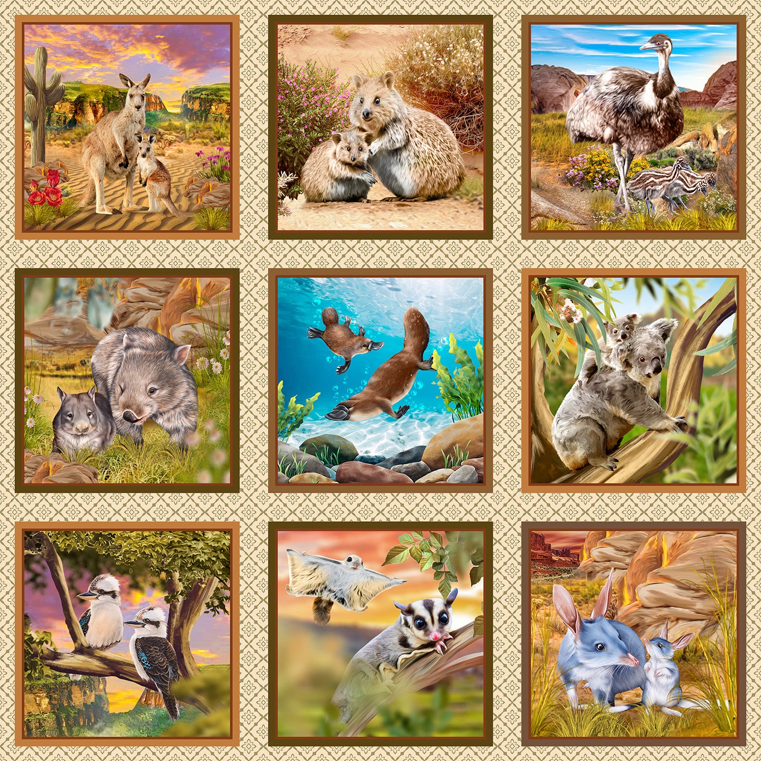 Outback Magic Australian Native Animals Panel 4035B