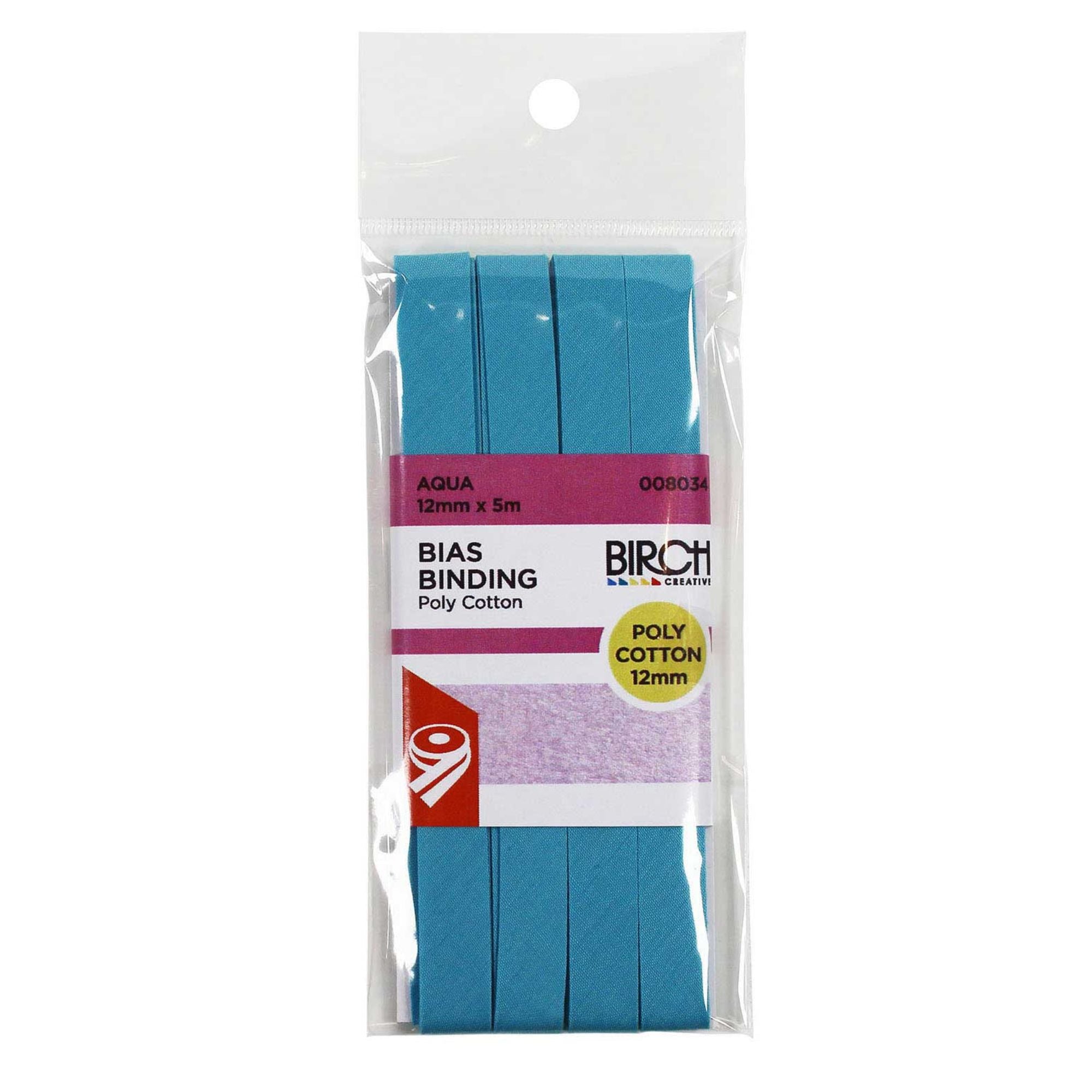 Birch Bias Binding - Polycotton 12mm x 5 Metre AQUA