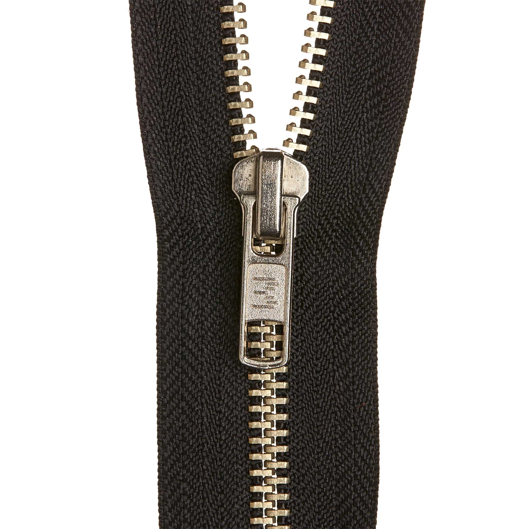 Birch Zip Jacket Open Ended Nickel 56cm (22 Inch) BLACK